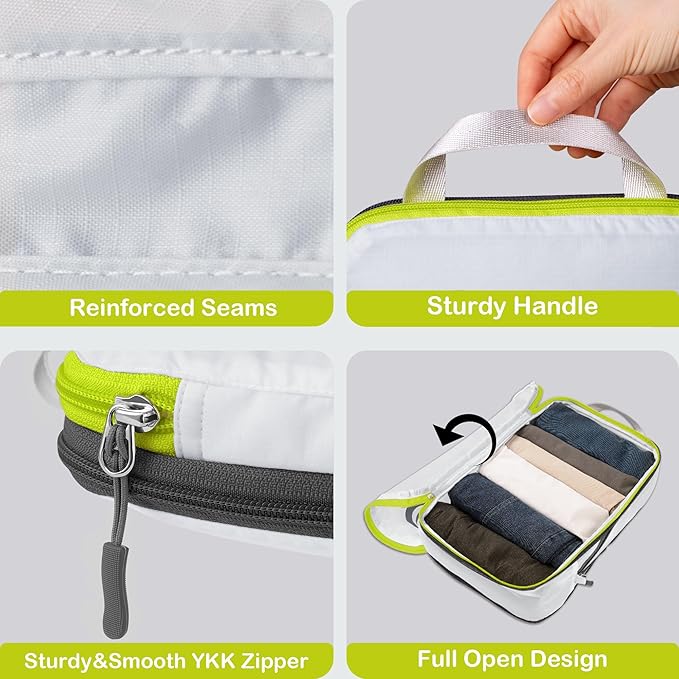 Cipway Compression Packing Cubes, Lightweight Travel Luggage Organizers with Shoe Bag, Toiletry Bag & Laundry Bag, Travel Essentials for Carry on Suitcase (8 Piece,White)