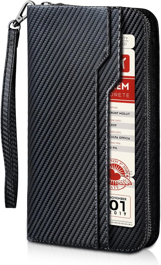 Polare Full Grain Leather Family Travel Passport Wallet and Documents Organizer RFID Blocking Case Holder Fits 6 Passports for Men and Women