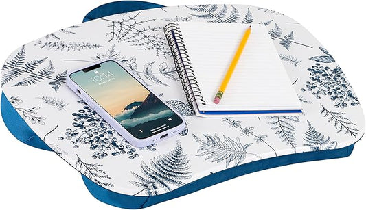 LAPGEAR MyStyle Portable Lap Desk with Cushion - Blue Garden - Fits up to 15.6 Inch Laptops - Style No. 45302