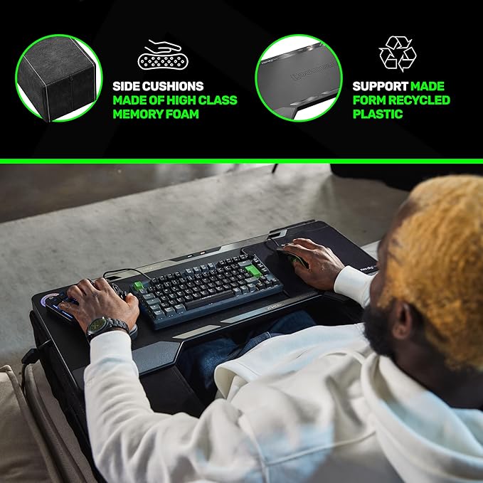 Couchmaster CYCON³ HORIZONLIGHT Bar, Ultimate Ergonomic USB-Hub Gaming Lap Desk for Couch and Bed, Large, Stable and Compatible with All Keyboards and Mouse/Mice, Laptops, PCs, PS4/5, Xbox