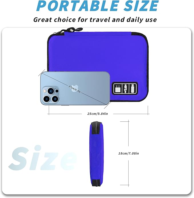 Electronics Organizer,Travel Cord Organizer Pouch, Portable Cable Organizer Bags,Travel Electronic Accessories Storage Case for Cables, Cords, Charger, Phone (Royal Blue)