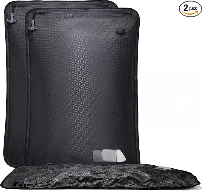 Essential Vacuum Bags for Travel Luggage, Reusable Compression Bags for Checked Suitcases, Vacuum Seal Spacesaver for Cloth Packing(2Large No Pump)