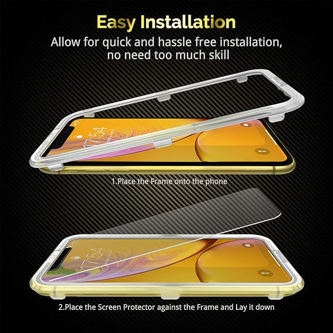 UNBREAKcable Shatterproof Screen Protector for iPhone 11/ iPhone XR [3-Pack] [Easy Installation Frame] 9H Hardness[99.99% HD Clear] [Bubble Free] for Apple 6.1''