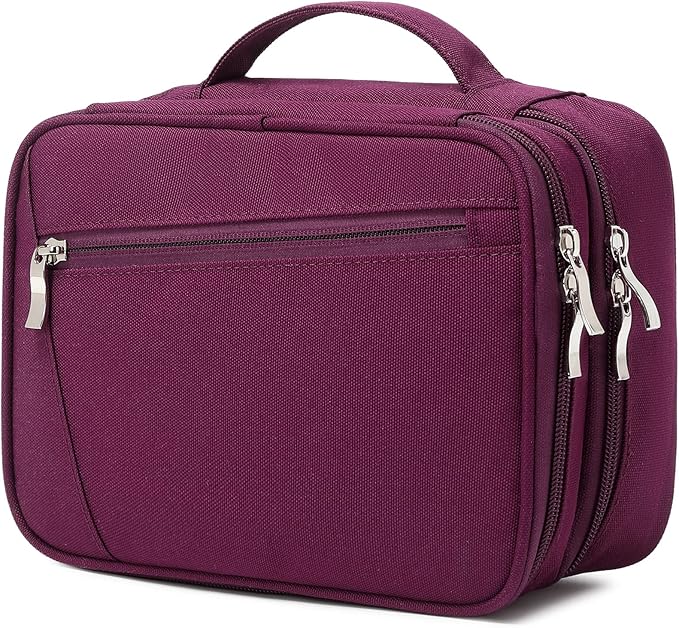 mygreen Electronics Travel Organizer, Watreproof Electronic Accessories Case Portable Double Layer Cable Storage Bag for Cord, Charger, Flash Drive, Phone, Ipad Mini, SD Card, Gifts for Him Red