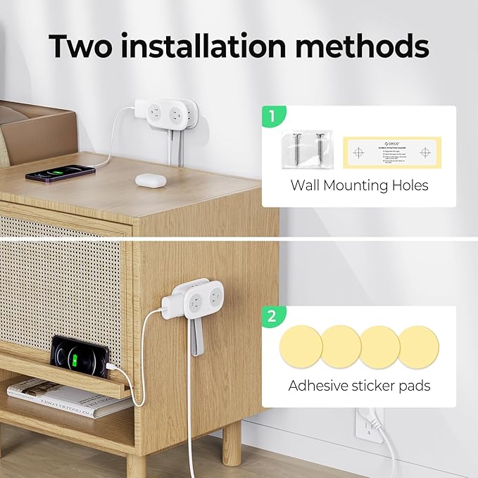 Travel Power Strip, ORICO 4 Outlets 3 USB Ports (1 USB C) with 4FT Wrapped Short Extension Cord, Compact Power Strip for Hotel Travel Essentials Cruise Approved-AP3