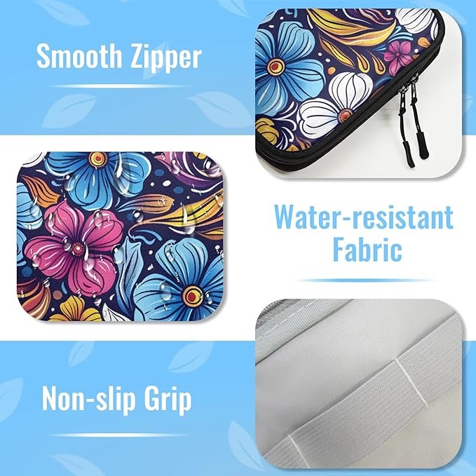 Colorful Flowers Electronics Travel Organizer Case, Tech Accessories Cable Storage Bag for Cords, Charger, Phone, Hard Drive