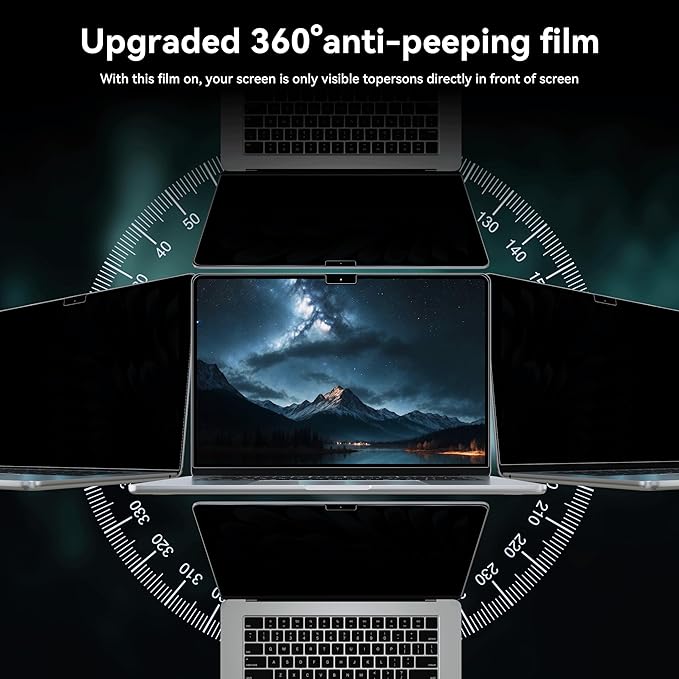 IPROKKO 360° Privacy Screen Macbook Air 13.6/13 Inch (2022-2025, M2, M3, M4),Matte Anti Glare Blue Light 13.6" Mac Scratch Resistant Laptop Screen Protector Filter
