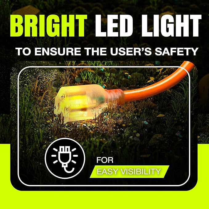 50ft Outdoor/Indoor Extension Cord 14/3 Gauge Heavy Duty 3 Prong SJTW, Waterproof, Flexible Cold-Resistant Long Power Cord,15A 125V 1875W, Orange by LifeSupplyUSA