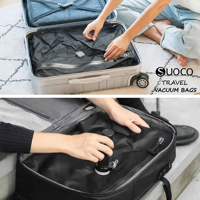 SUOCO Travel Pack Vacuum Kit, Travel Vacuum Bags with Wireless Electric Pump, Clothing Compression Packing Cubes for Carry-On Luggage Backpack Suitcase, 1 Small