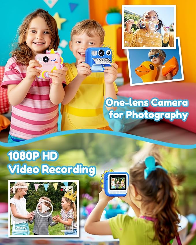 KOKODI Kids Camera Instant Print, Toddler Cameras Christmas Birthday Gifts for Boys Age 3-12, Digital Video Instant Printer Camera for Kids, Toys for Ages 5-7 Boys (Blue)