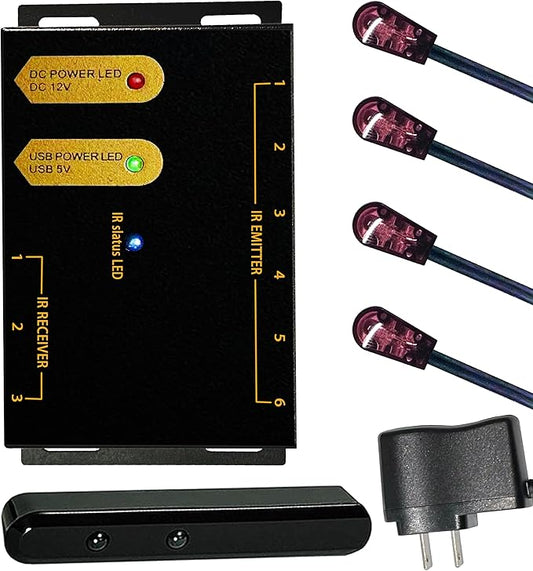 IR Repeater Kit, ir Repeater System，IR Remote Control Extender .Supports up to 100 feet， Dual Sensors Receiver