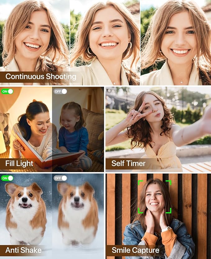 Digital Camera, 4K Vlogging Camera for YouTube Autofocus Cameras for Photography with 16X Digital Zoom, 48MP Compact Point and Shoot Digital Camera for Teens Adult with 32GB SD Card, 2 Batteries-White