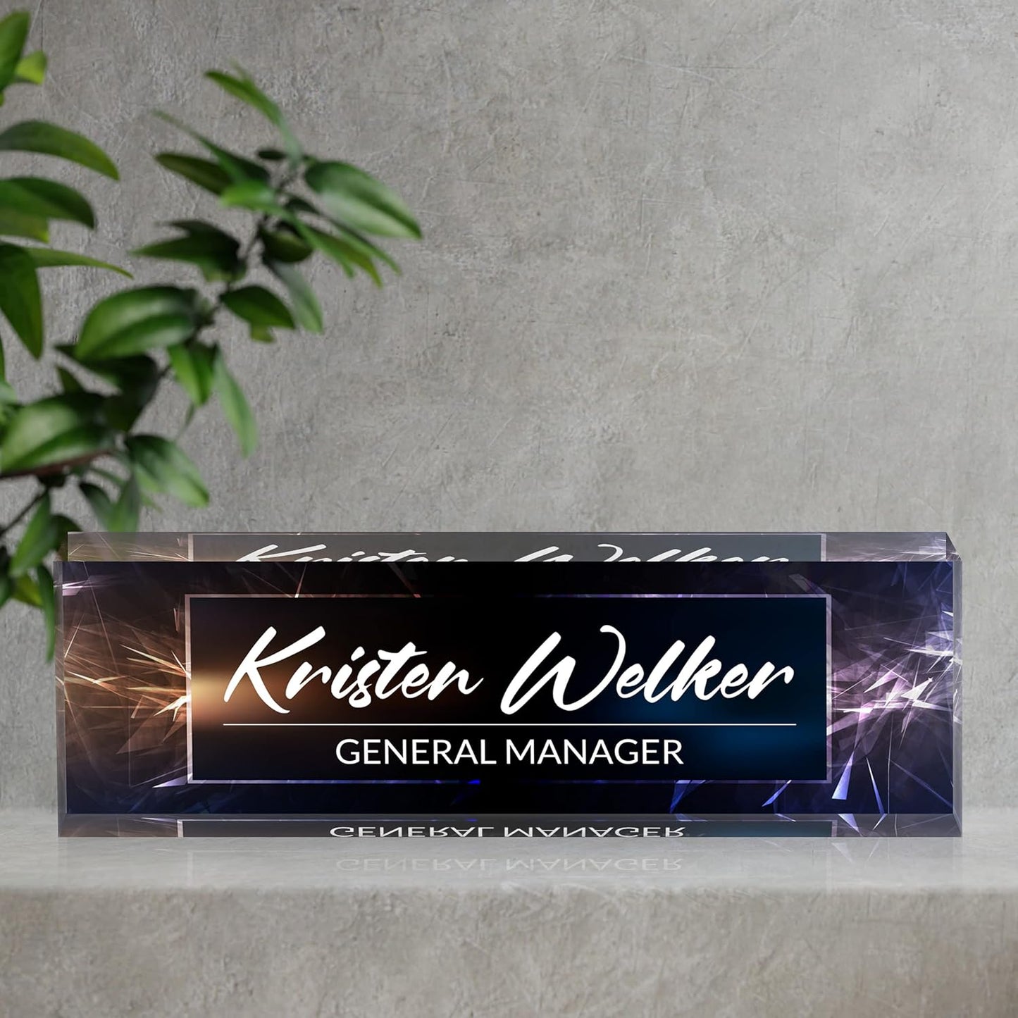 Desk Name Plate Personalized, Premium Business Classic Blue Acrylic Desk Name Plate, Personalized Name Plate for Desk, Office Decor for Women or Men Coworkers, Boss, Employee, Teacher