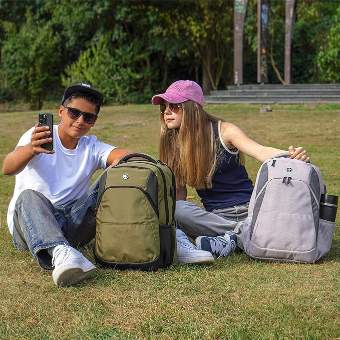 Swissdigital Design Business Laptop Backpack, College Laptops Backpack with USB Charging Port for Men and Women Fits 16 Inch Notebook, Olive | ANDWIL