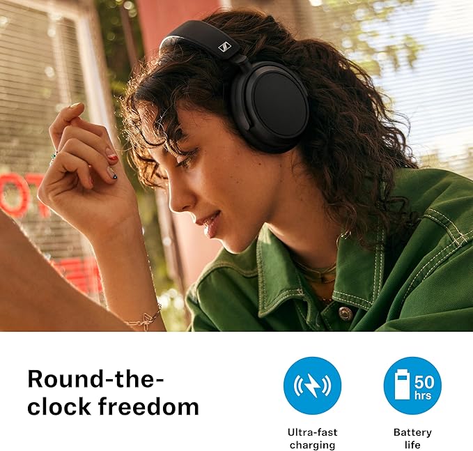 Sennheiser ACCENTUM Plus Wireless Bluetooth Headphones Noise Cancelling - Quick-Charge Feature, 50-Hr Battery Playtime, Adaptive Hybrid ANC, Bluetooth Over Ear Headphones for Traveling, School, White