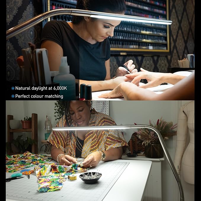 daylight Company Slimline 3 Floor Lamp-LED-80 CRI-Eye Care-4 Brightness Levels, 3,000 LUX at 30 cm, 1,065 LUMENS-4 Step DIMMER Mode, White