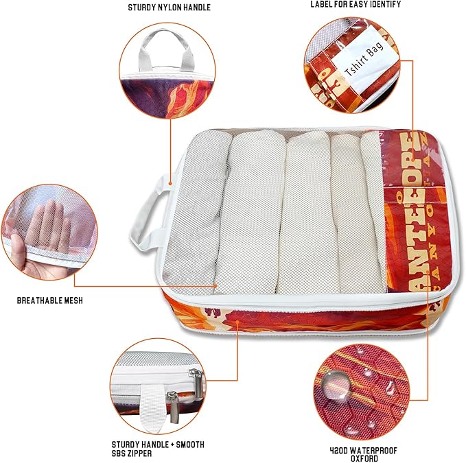 Compression Packing Cubes for Travel, 7 Set National Park Expandable Mesh Luggage Organizers, Waterproof Expandable/Compression Bags Travel Packing Cubes with Clear Toiletry Bag