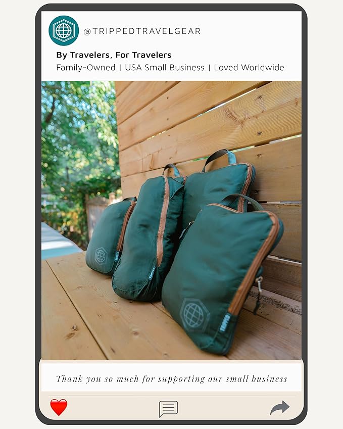 Compression Packing Cubes Set for Travel - Lightweight, Durable Clothes Organizer for Carry-On Luggage and Suitcases by TRIPPED Travel Gear