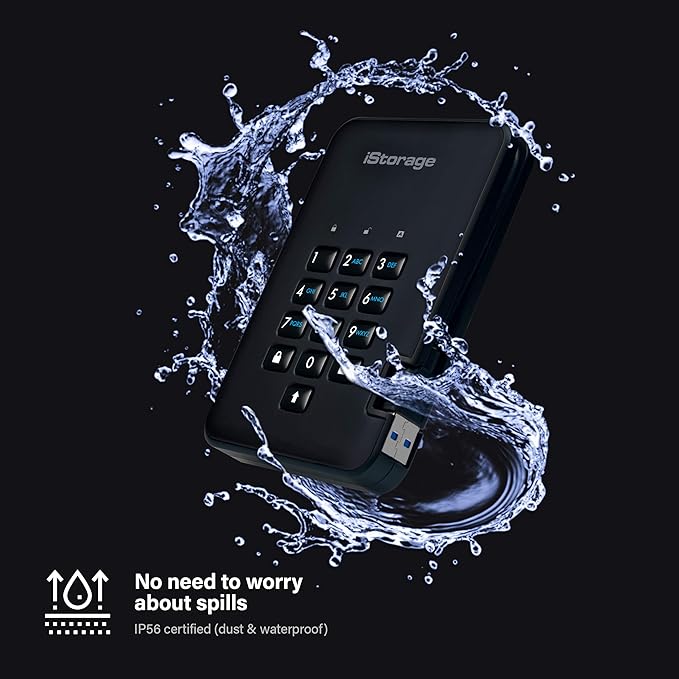 iStorage diskAshur2 SSD 512GB Black | Secure portable solid state drive | Password protected | Dust & water resistant | Hardware Encryption