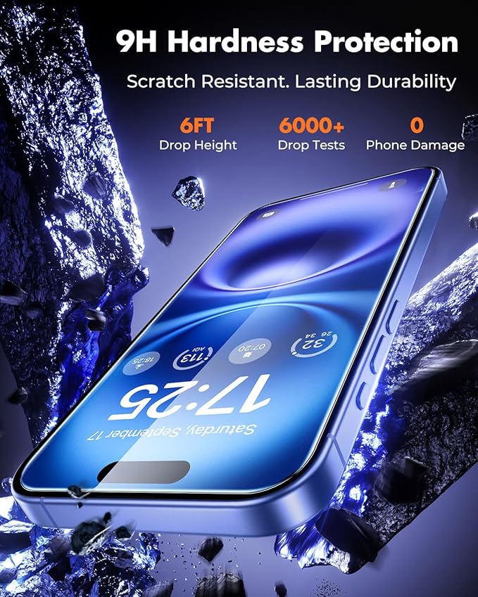 UNBREAKcable 3-Pack Screen Protector for iPhone 16, Double Shatterproof Tempered Glass [Easy Installation Frame] [9H Hardness] [99.99% HD Clear] [Case Friendly] for iPhone 6.1 inch