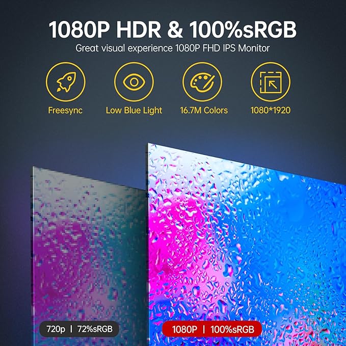 cocopar Portable Monitor - Upgraded 17.3 Inch 1080P FHD IPS HDR 100% sRGB FreeSync USB-C Gaming Monitor with Type-C Mini HDMI for Xbox PS4 Laptop PC Mac Surface, VESA mountable