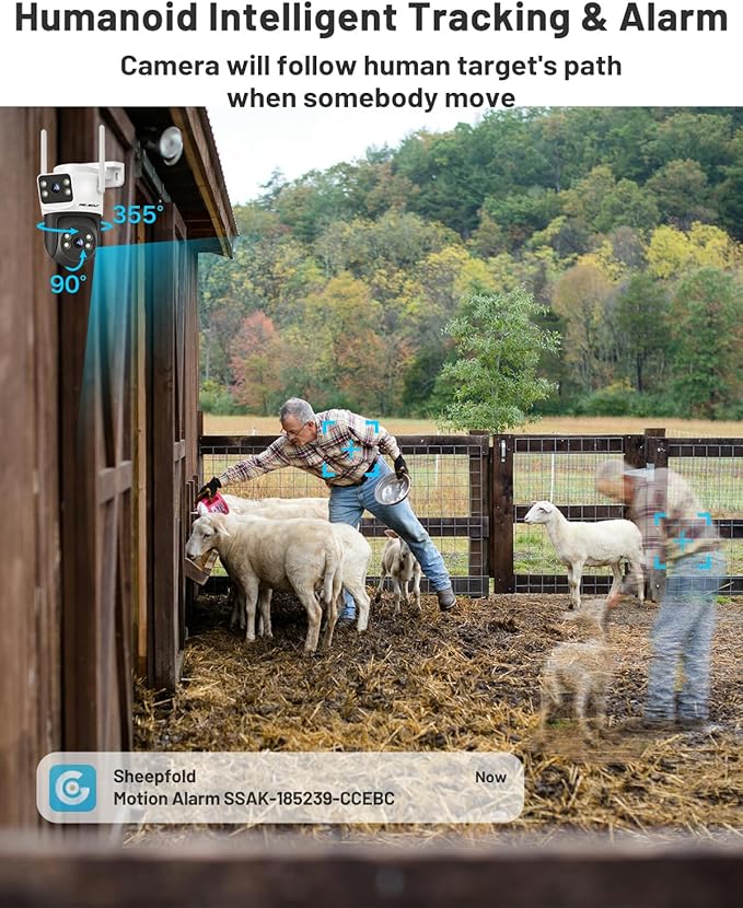 GENBOLT 4G LTE Cellular Security Camera Outdoor No WiFi, Dual Lens PoE Surveillance Camera CCTV with Sim Card, 24/7 Recording Plug in Wired IP Cam with Auto Tracking Human Detection