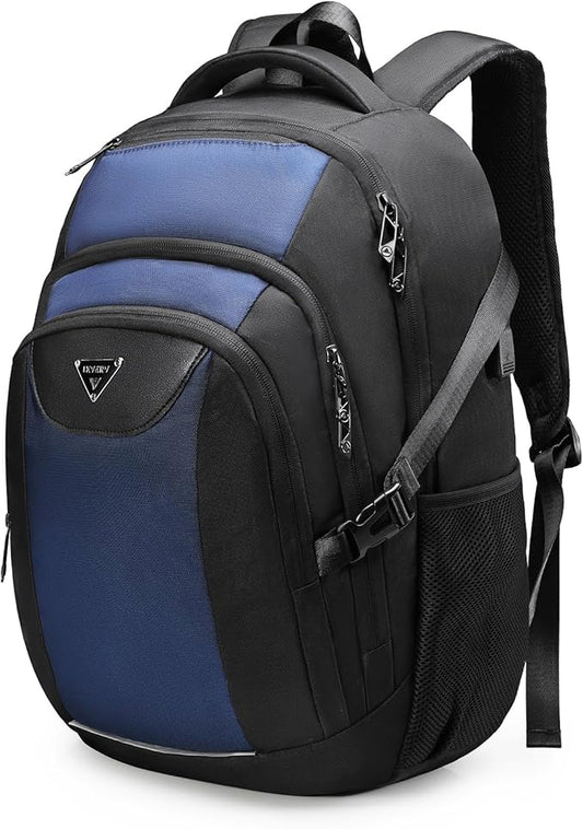 Laptop Travel Backpack with USB Charging Port, Anti-Theft Travel Business Backpack Fits 17 Inch Notebook, 30L Water-Resistant Work Computer Backpack, College School Bookbag for Men Women, Blue/Black