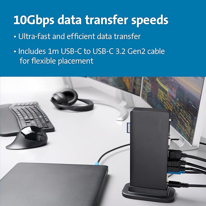 Kensington Triple Display USB-C Docking Station for Dell, HP, Lenovo, Acer, ASUS, Razer, Surface - Triple 4K Video, 100W PD (K37060NA)