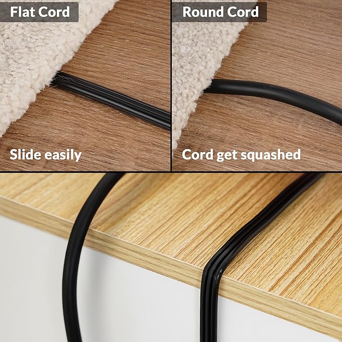 Elecan Flat Plug Extension Cord 10 Ft 2 Pack with Slim Space-Saving Plug Design, Thin Flat Cable Low Profile Power Cord 3 Prong Grounded Wire, 16 Gauge 13 A/125 V-Black-ETL Certified