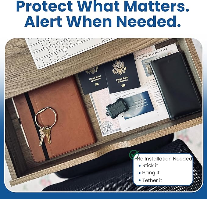 Kinisafe Alert, Wi-Fi Motion Sensor, Real-time SMS, Email, Push Alerts, IFTTT, Gun Safes, Cabinets, Home, Office, Easy Install, No Subscription, Long Lasting Rechargeable Battery