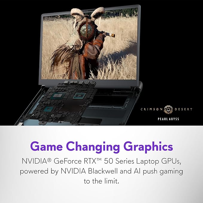 Alienware 18 Area-51 Gaming Laptop AA18250-18.0" WQXGA 300Hz 3ms Display, Intel Core Ultra 9 275HX, NVIDIA GeForce RTX 5080 Graphics, 32GB 2x16GB DDR5, 2TB NVMe M.2 PCIe Gen5 SSD, 2MP FHD IR Camera