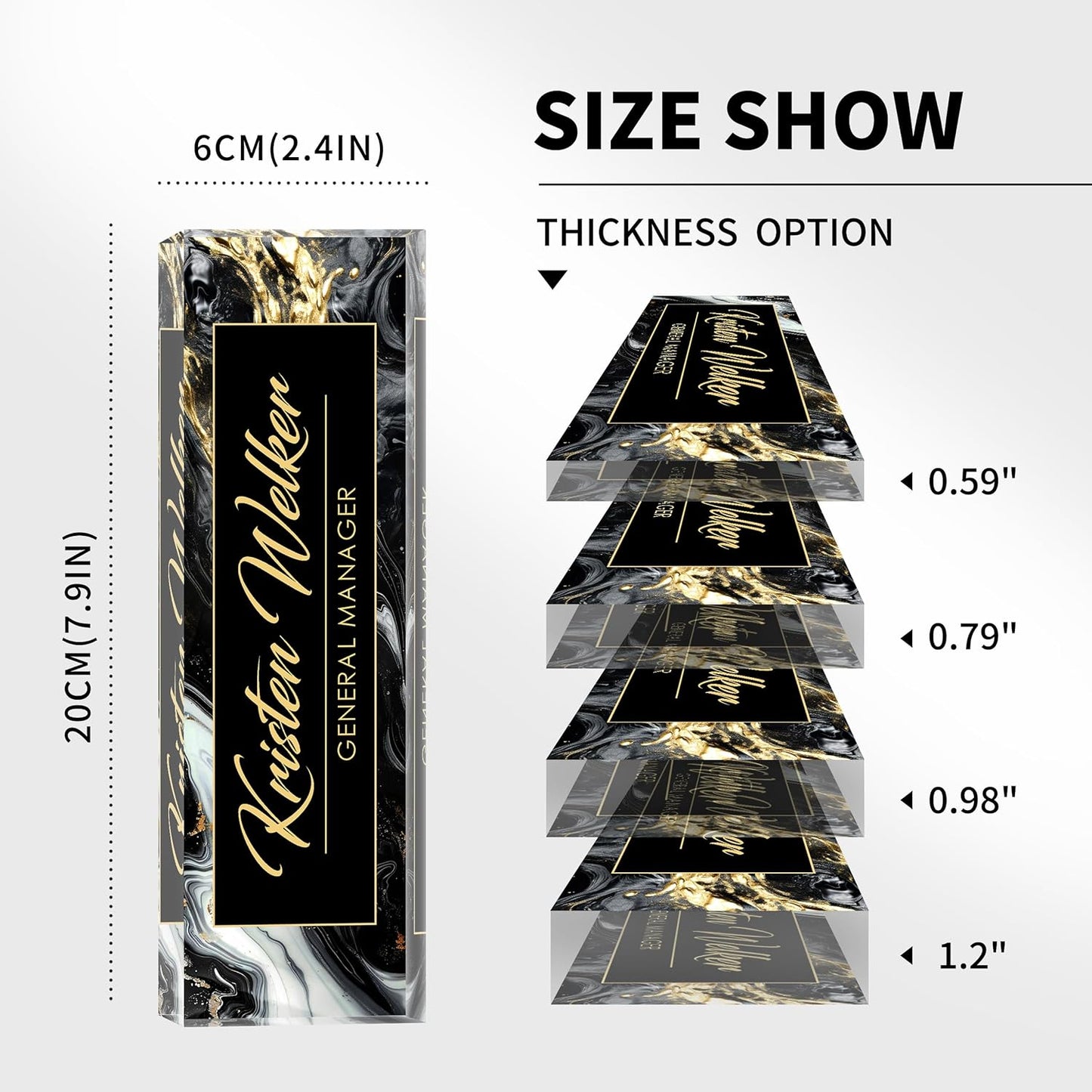 Custom Desk Name Plate Personalized, Acrylic Name Plate for Desk, Office Desk Decor for Women and Men, Employee Appreciation Gifts Office Gifts for Boss, Manager, Teacher, Nurse (deep Marble)