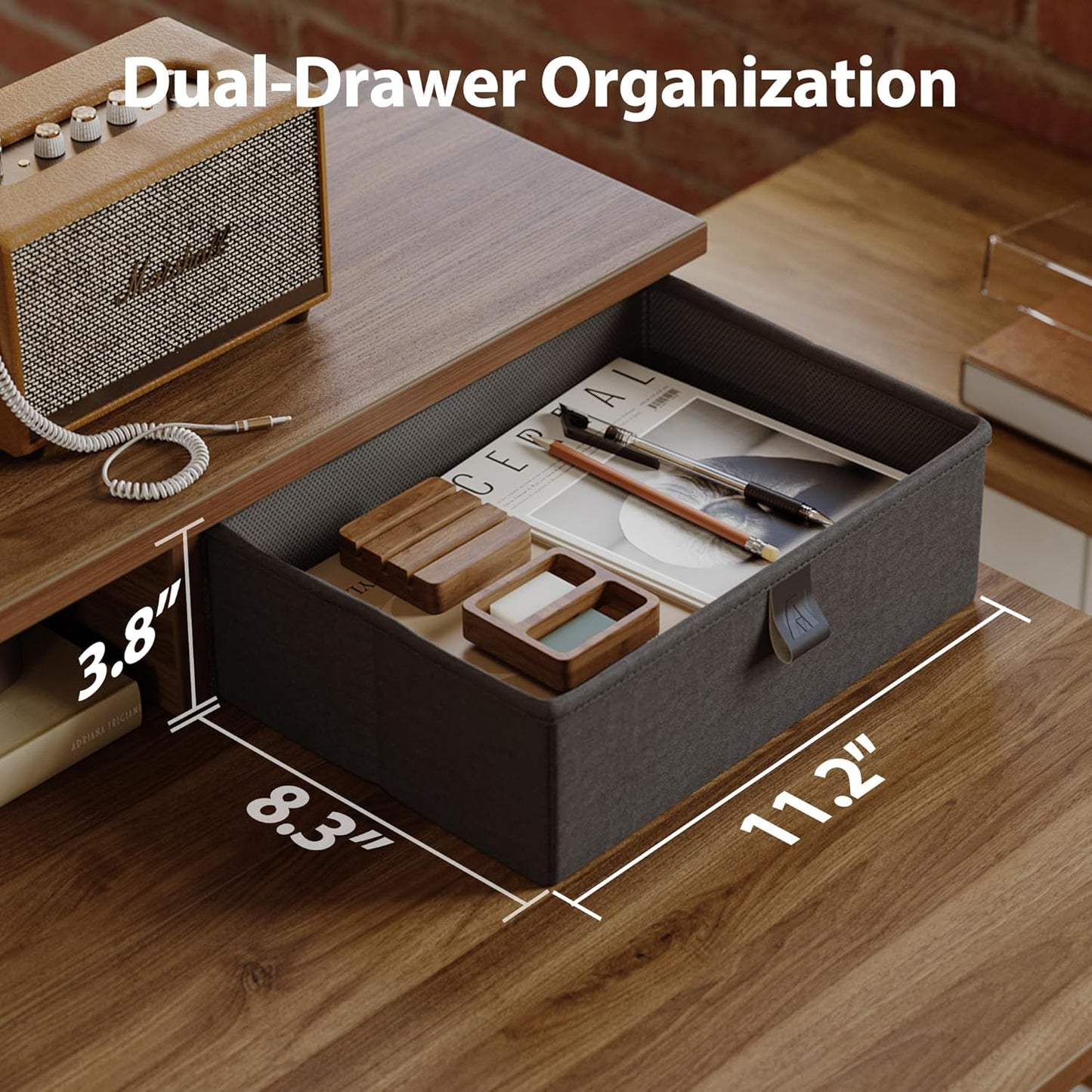 48 x 23 Inches Height Adjustable Electric Standing Desk with 2 Drawers, Stand Up Electric Desk Adjustable Height, Sit Stand Computer Gaming Table with Splice Board, Dark Walnut