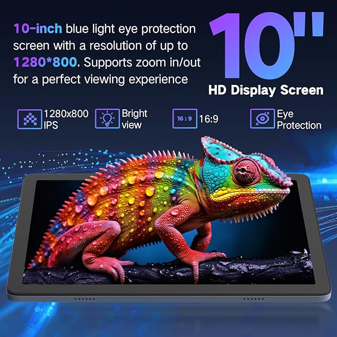 Android Tablet 10 Inch, Android 15 Tablets 2025 for Adults, Octa-Core, 12GB RAM,128GB Storage(2TB Expandable), Large Touch Screen Tablet with 10H Battery Life,WiFi & Bluetooth 5.0,Gray Blue