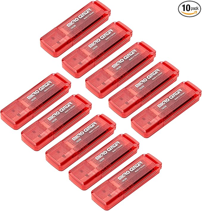 INLAND Micro Center SuperSpeed 10 Pack 16GB USB 3.0 Flash Drive Gum Size Memory Stick Thumb Drive Data Storage Jump Drive, 10X Faster Than USB 2.0 USB Drive (16G 10-Pack)