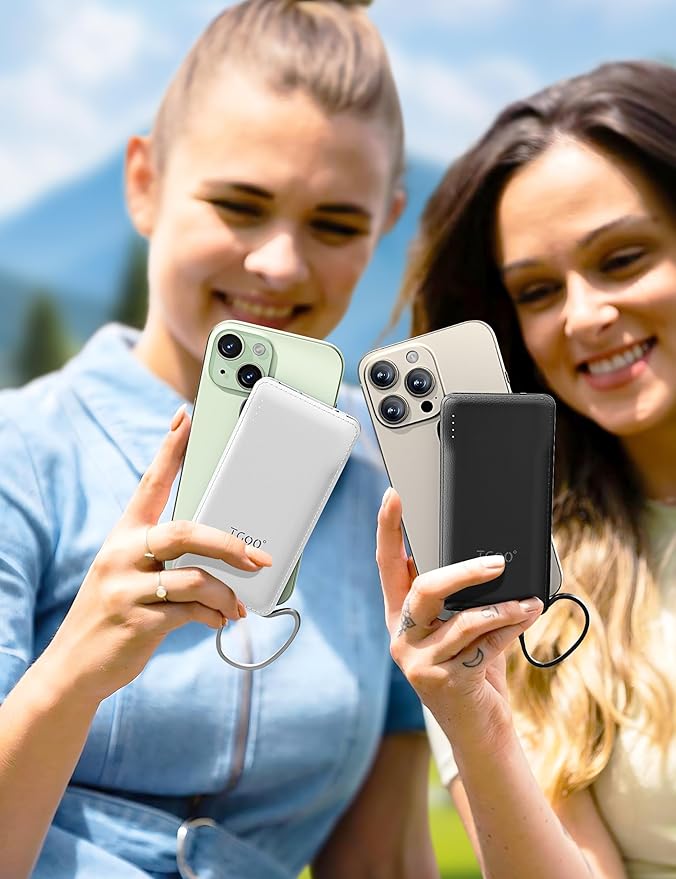 TG90° 2 Pack 10000mAh Slim Portable Charger with Built in Cables,Power Bank Travel Charger Cell Phone External Battery Pack,4 Output External Battery Pack Compatible with iPhone Android Phone