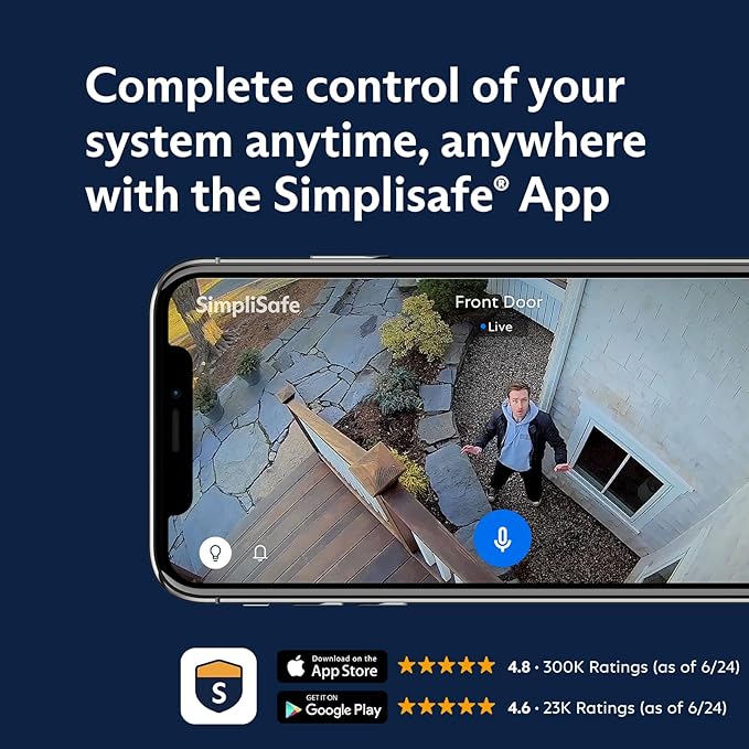 SimpliSafe 6 Piece Wireless Home Security System with Outdoor Camera - Optional 24/7 Professional Monitoring - No Contract - Compatible with Alexa and Google Assistant