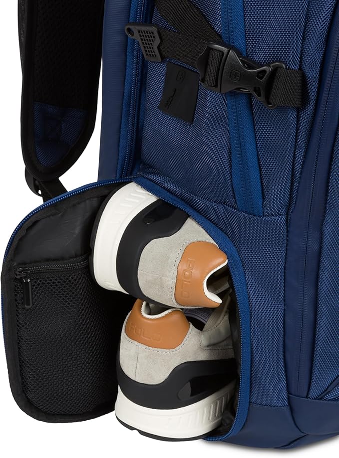 SwissGear Travel Tech Elite Laptop Backpack – Fits Laptops up to 16” – ScanSmart TSA-Friendly Backpack with USB Port, Shoe Compartment & Organizer Pockets – Navy Ballistic