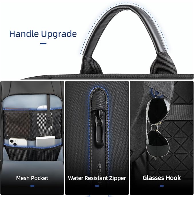 Men’s Travel Laptop Backpack with USB Charging Port, Water Resistant Carry On Backpack for 15.6 Inch Computer, Anti-Theft Laptop Bag, 25L Weekender Business Work College- Black