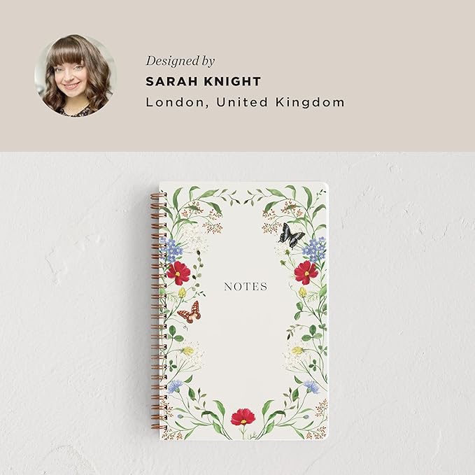 Minted Wild Meadow Notebook, Writing Journal for Notes & Journaling, Durable Paper Cover, Modern, Colorful & Simple Spiral Bound Journal Notebook with 160 Lined Pages, 5.5" x 8.5"