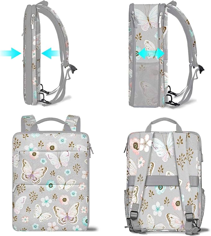 ZINZ Slim & Expandable Laptop Backpack 15 15.6 16 Inch Sleeve with USB Port, Spill-Resistant Notebooks Bag Case for Most 14-16 Inch MacBooks Surface-Books Dell HP Lenovo Asus Computers,P01A01