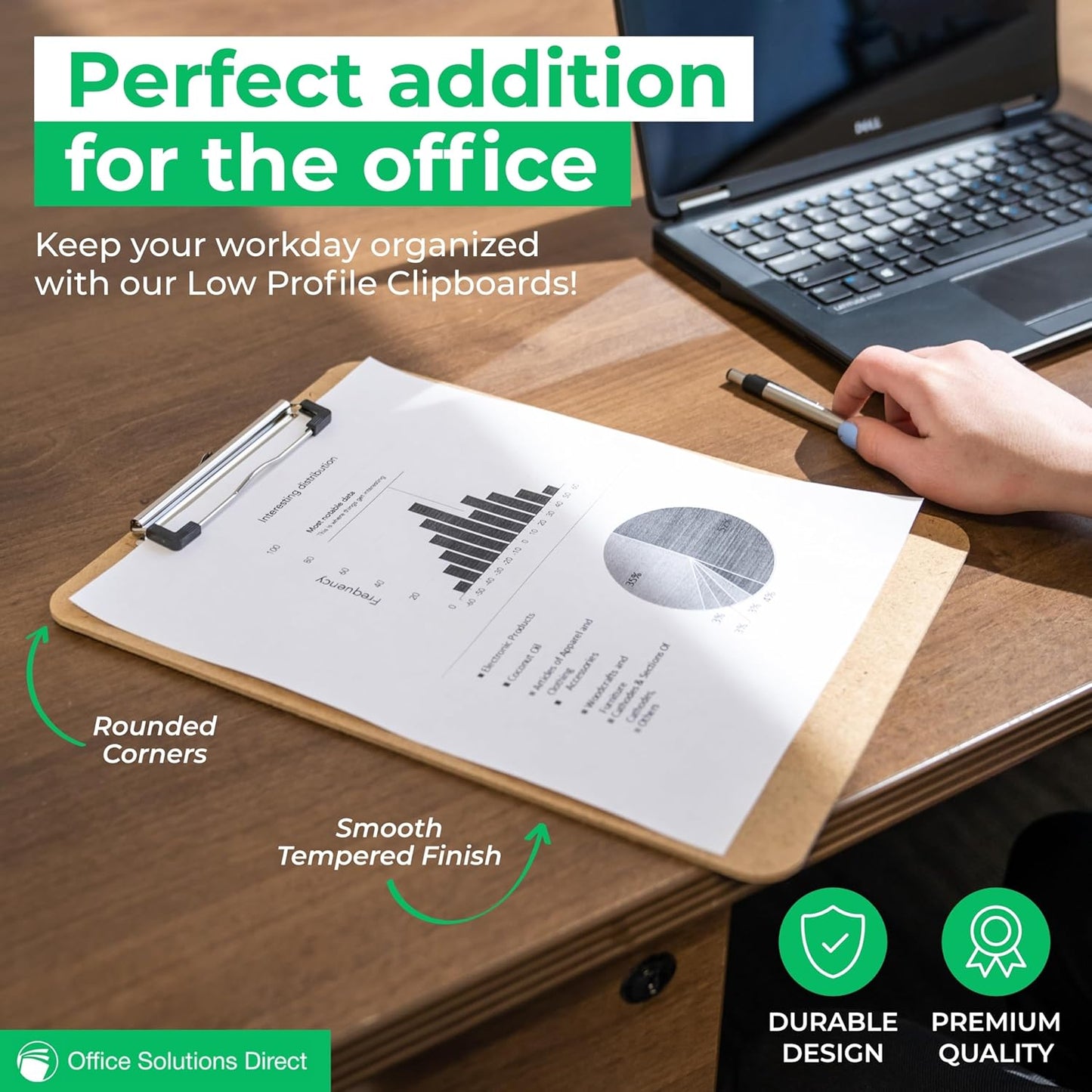 Letter Size Clipboards with Low Profile Clip (Set of 5) - Wood Clipboards Bulk 5 Pack, Heavy Duty Clipboard, Back to School Teacher Classroom Supplies, School Supplies for College Students