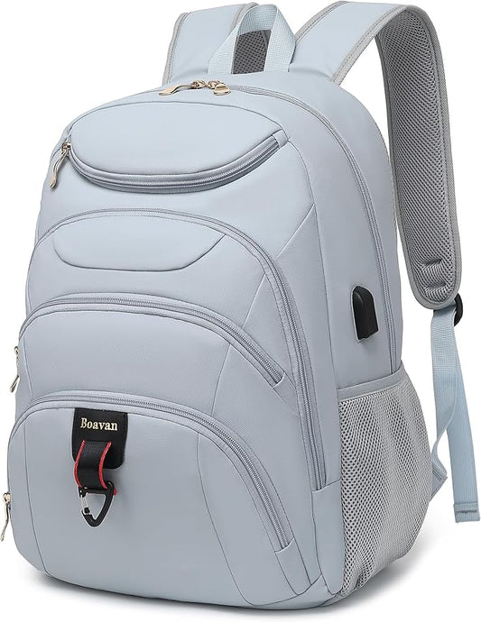 Boavan Laptop Backpack for women, 15.6 inch Laptop Bag with USB Port, Waterproof Travel Work Backpack Purse, Anti-Theft Teacher Nurse Doctor Casual Bookbags Office Business backpack，Blue