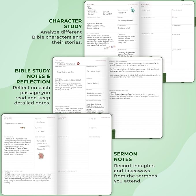 Clever Fox Bible Study Journal Large – Church Notes Notebook – Note Taking & Journaling Kit – Faith Based Religious Accessories, 7x10” (Forest Green)