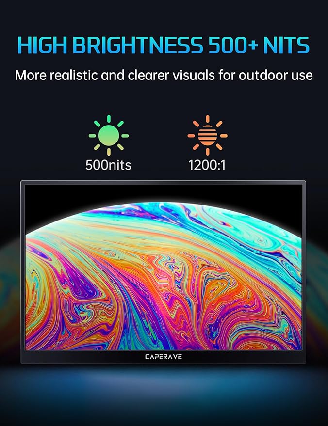 17.3" Portable Monitor 4K, 500 Nits 3840 * 2160p 100% Adobe RGB Travel Monitor with Bulit-in Kickstand & Speakers, Portable Computer Monitor, External Monitors for Laptop PC Xbox Switch PS4/5