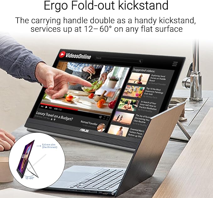 ASUS ZenScreen 27” 1440P Transportable Monitor (MB27ACF) - QHD (2560 x 1440), IPS, 100Hz, USB-C PD 70W, Speakers, Carrying Handle, Kickstand, C-clamp, Sub-woofer, 2.1 Channel Audio, 3 yr Warranty