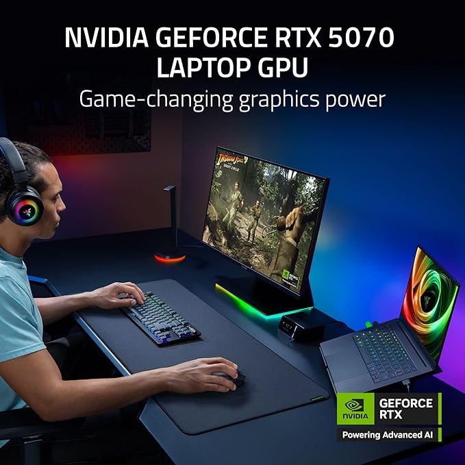 Razer Blade 14 (2025) Gaming Laptop: NVIDIA GeForce RTX 5070 - AMD Ryzen AI 9 365 CPU - 3K 120Hz OLED Display - 32GB LPDDR5X RAM - 1TB SSD - Thin & Lightweight - Chroma RGB - Windows - Black