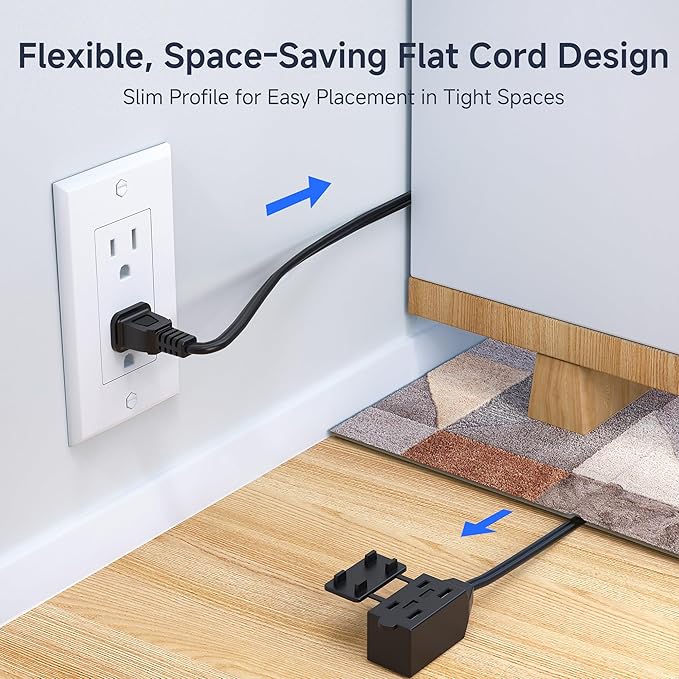 [UL Listed] Cable Matters 16 AWG 2 Prong Extra Long Extension Cord 25 ft, 13A 3-Outlet Extension Cords with Tamper Guard, 13 Amp, 1625 Watts, Black