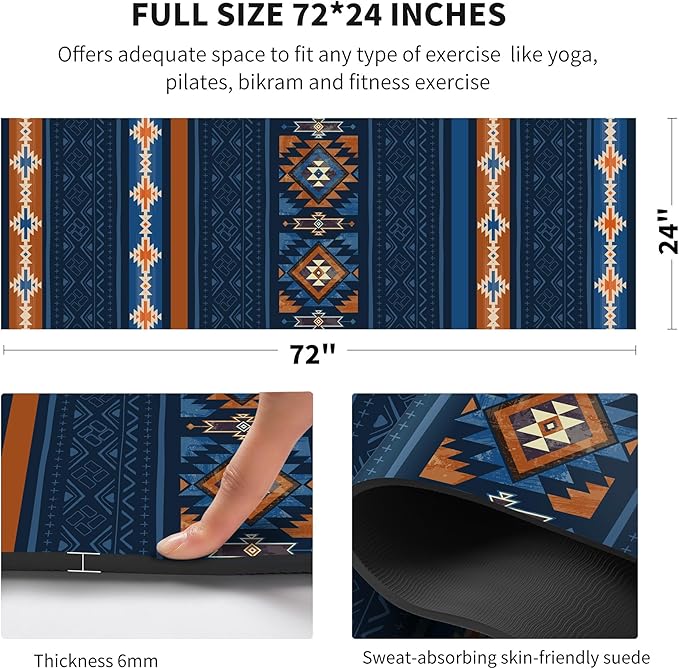 nuveti Yoga Mat Print Extra Thick TPE Non Slip Fitness Exercise Mat with Carrying Bag,72"x24" Extra Thick 6MM Exercise & Workout Mat for Yoga, Pilates Fitness and Floor Exercises