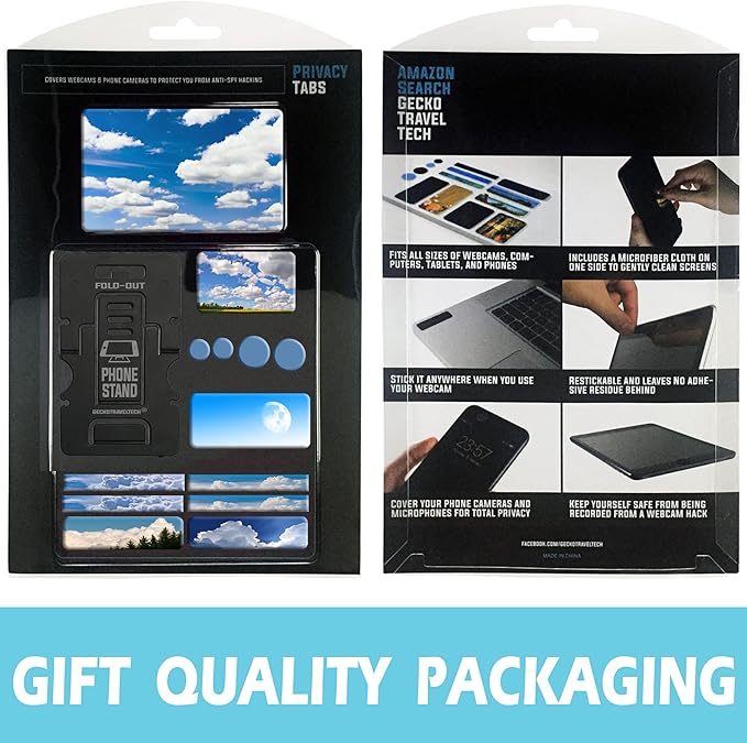 Webcam Covers - Laptop Webcam Cover - Tablet Webcam Covers - Smart TV & for Every Size Webcam on Any Device - Reusable/Multi-use – Protect Your Privacy with Gecko (Sky)